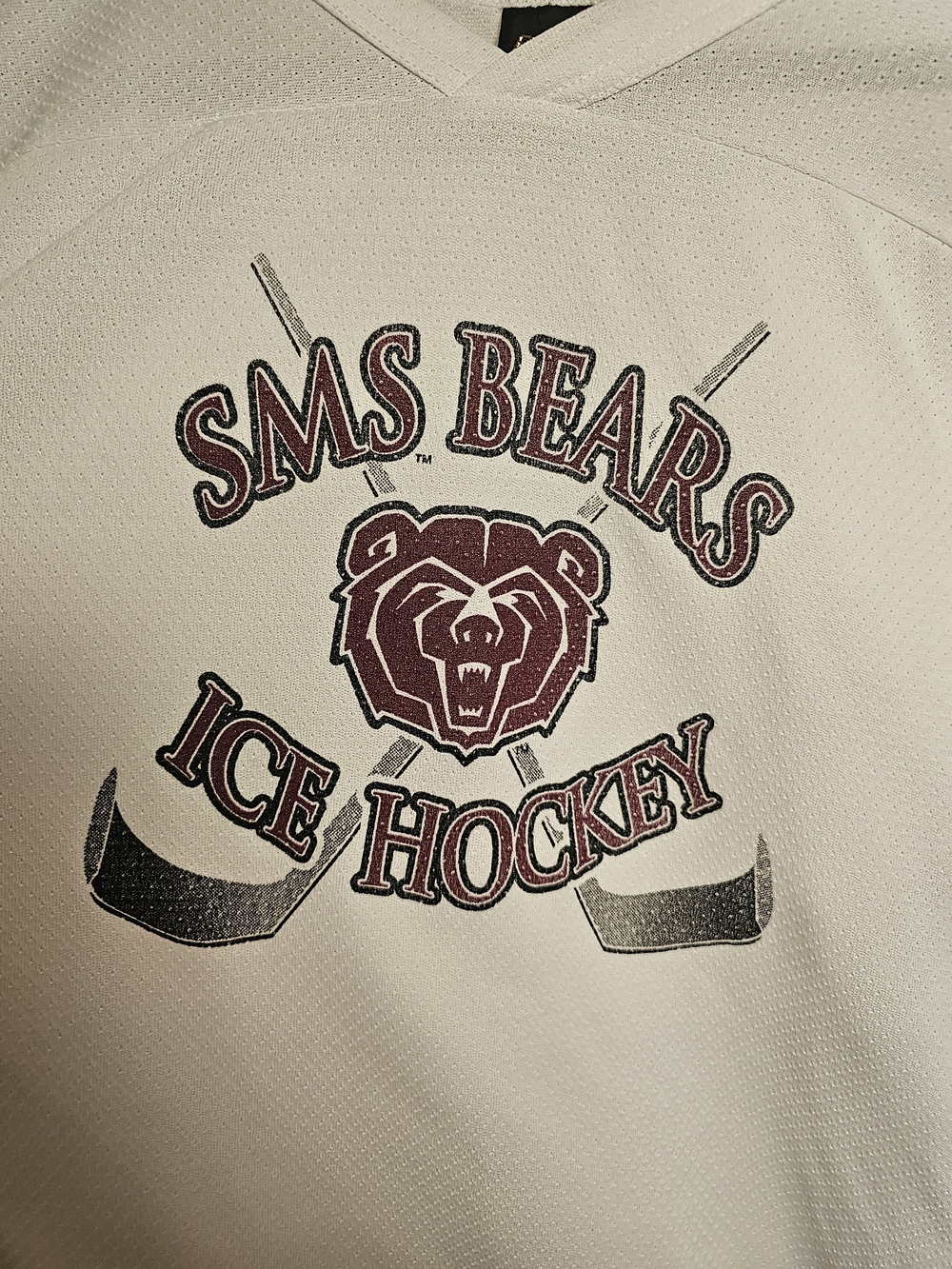 SMS Bears Ice Hockey Jersey - White with Maroon Logo